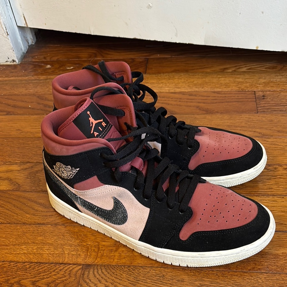 Air Jordan High-Top Sneakers in Black and Pink